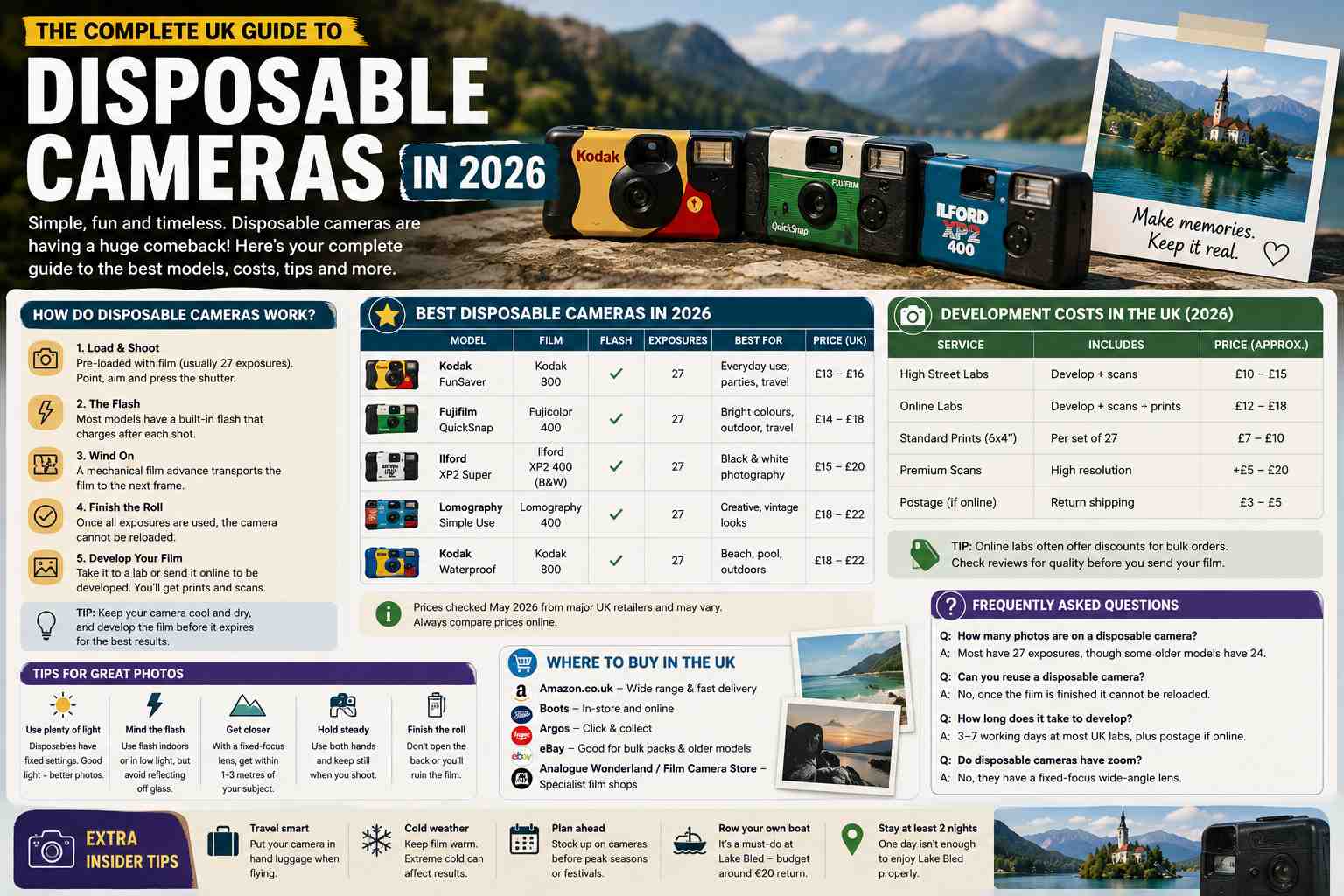 Disposable Camera UK Guide 2026: Types, Costs and How to Use One