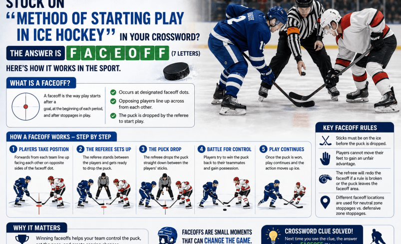 Method of Starting Play in Ice Hockey: Crossword Answer